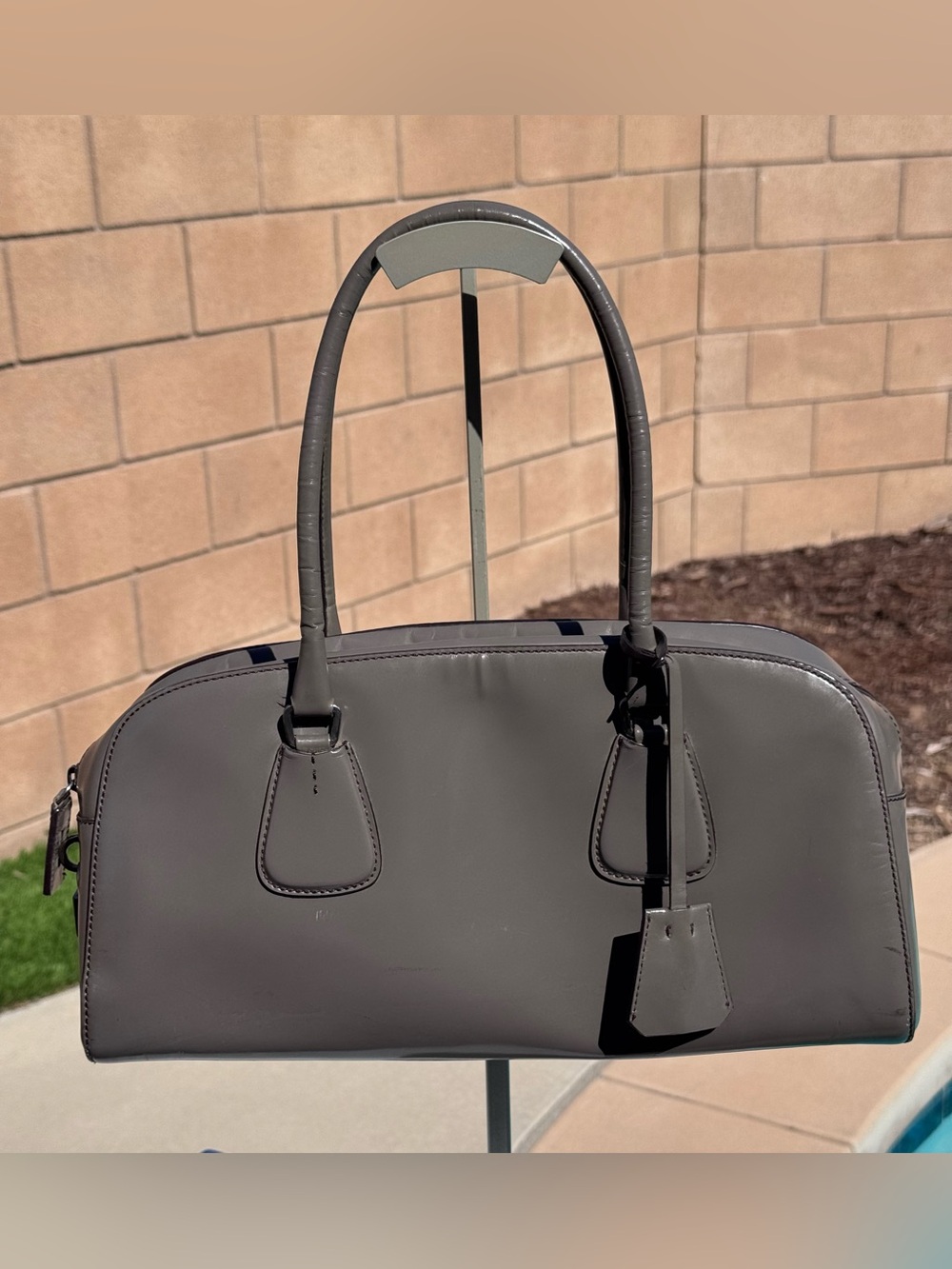 Prada Vintage Spazzolato bag with COA, Clochette, Lock and keys